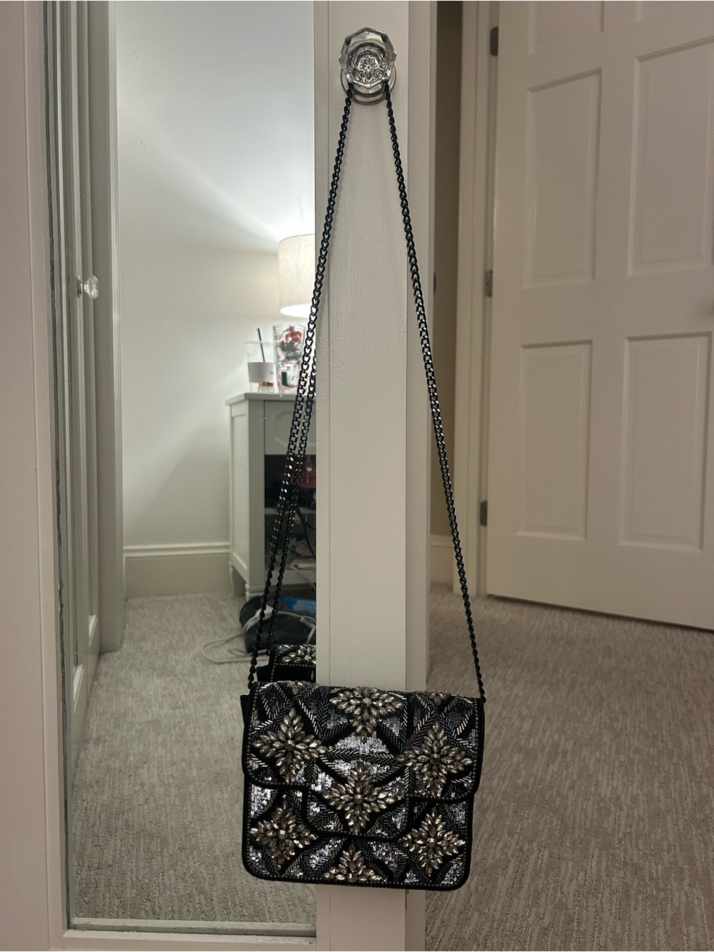 Ottaviani Black Crossbody Bag with Metallic Accents